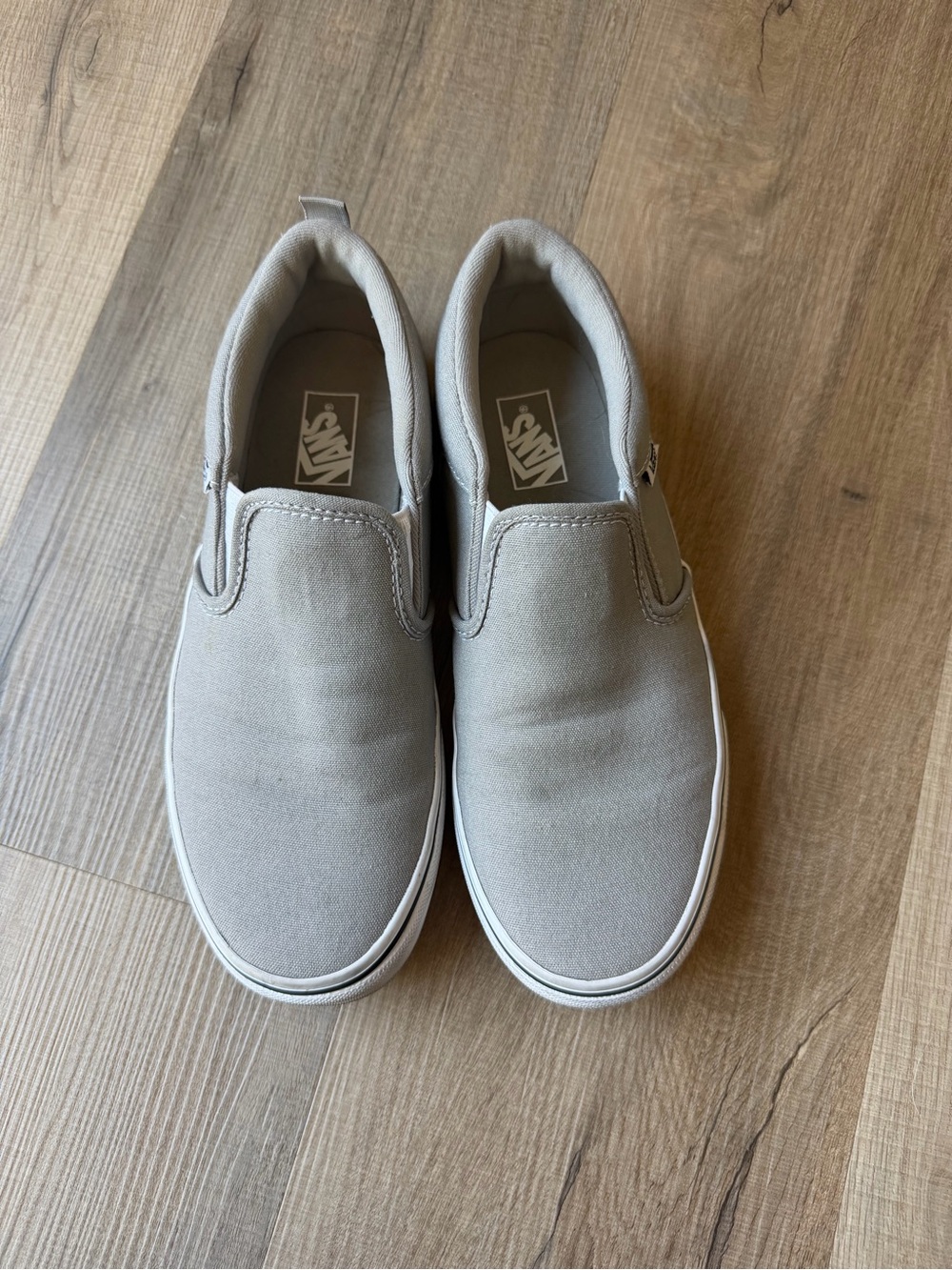 Vans Youth Slip-On Sneakers in Grey Canvas with White Sole